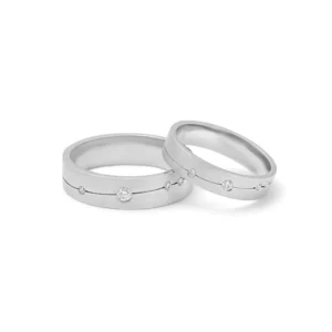 Platinum Diamond Embedded Couple Bands – For Men 10.18 GM & For Women 5.91 GM