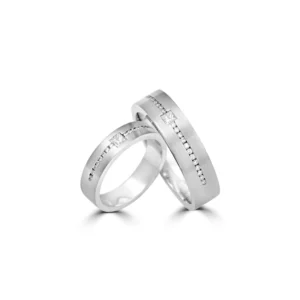 Platinum Diamond Embedded Couple Bands – For Men 15.32 GM & For Women 7.22 GM