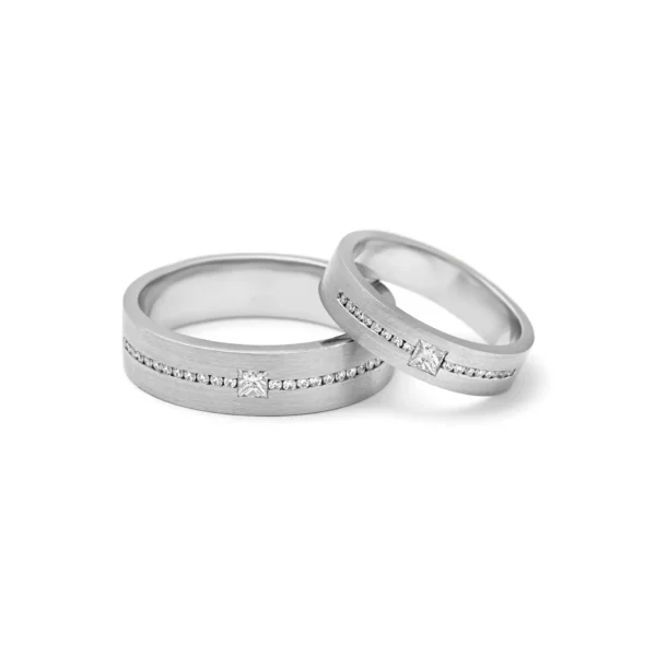 Platinum Diamond Embedded Couple Bands – For Men 15.32 GM & For Women 7.22 GM - Image 2