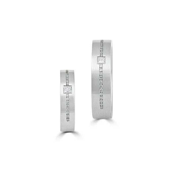 Platinum Diamond Embedded Couple Bands – For Men 15.32 GM & For Women 7.22 GM - Image 3