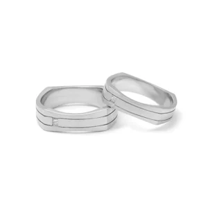 Platinum Diamond Embedded Couple Bands – For Men 10.84 GM & For Women 7.23 GM
