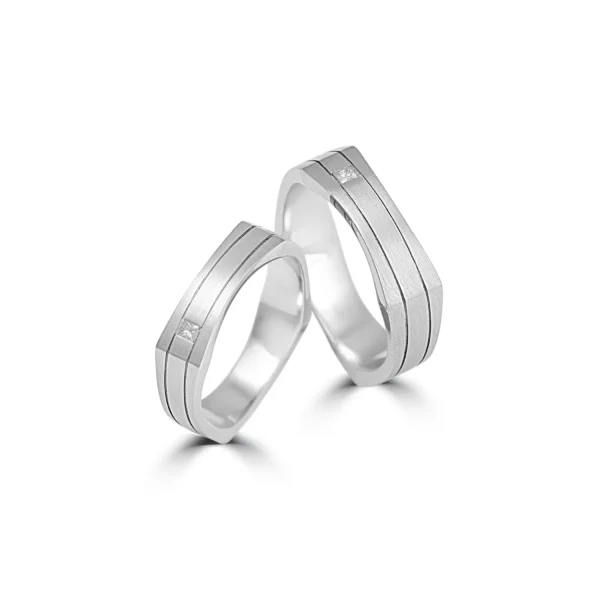 Platinum Diamond Embedded Couple Bands – For Men 10.84 GM & For Women 7.23 GM - Image 2
