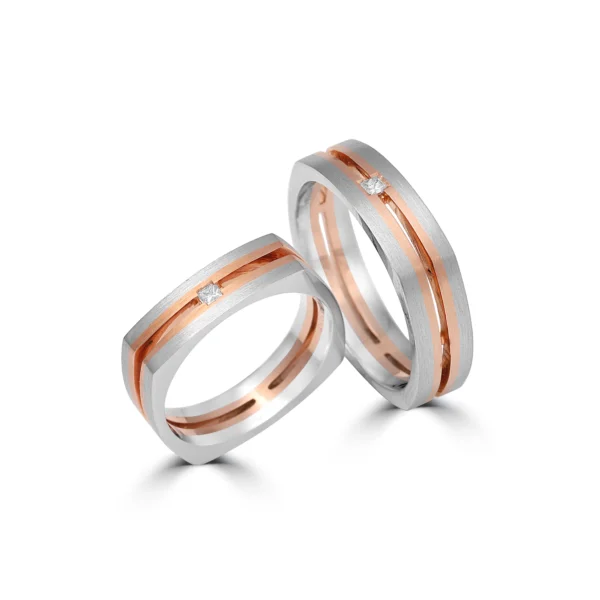 Platinum & Gold Fusion Couple Bands – For Men 8.84 GM & For Women 7.23 GM - Image 2