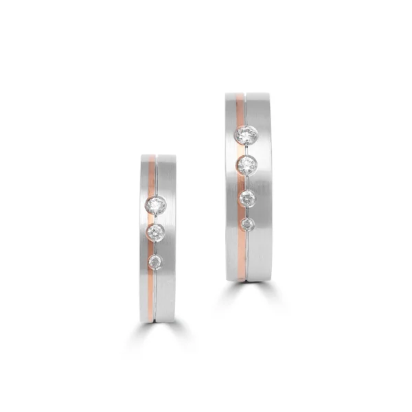 Platinum and Rose Gold fusion Couple Bands – For Men 10.12 GM & For Women 6.88 GM - Image 2