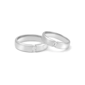 Platinum Diamond Embedded Couple Bands – For Men 11.31 GM & For Women 7.44 GM